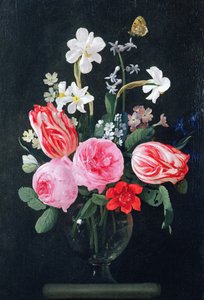 Rosas, narcisos, tulipas e outras flores